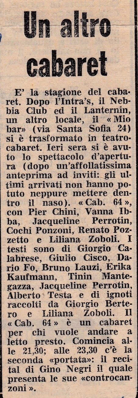 Articolo «Un altro cabaret»